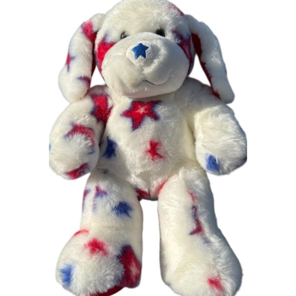 Build a Bear Patriotic Pup Plush Stuffed Dog Red Blue Star Holiday Toy Friend - Picture 8 of 11